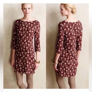 Anthropologie Peacock Patterned Mini Dress